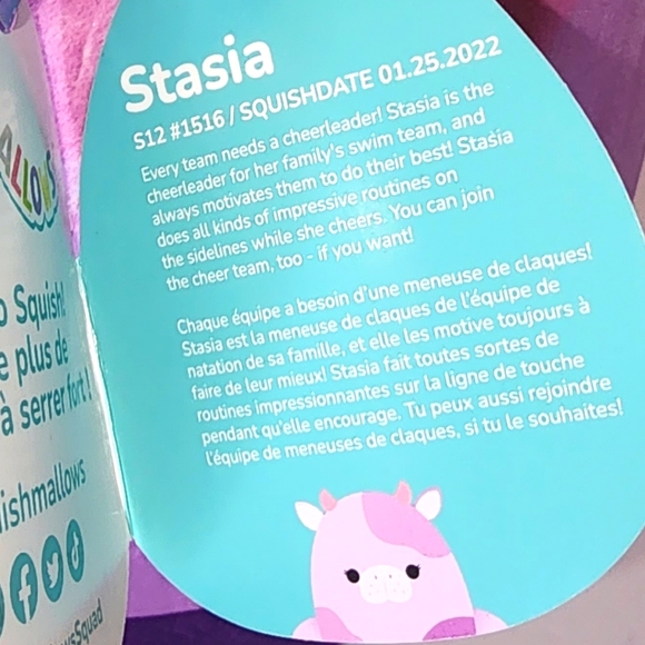 STASIA 🐄 Purple & Pink Sea Cow Original Squishmallow by Kelly Toy ☆》NWT《☆ - Picture 4 of 8